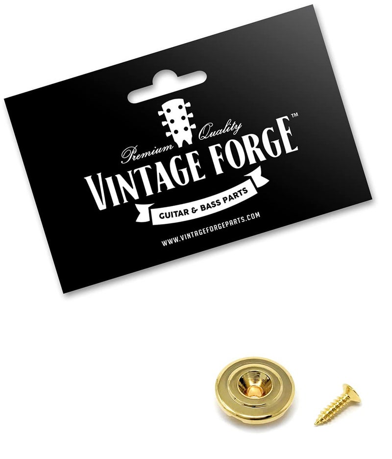 Vintage Forge Gold Round Slotted String Retainer Guide Tree for Fender Precision Jazz Style Bass Guitars and Others with Screw BSR50-GLD
